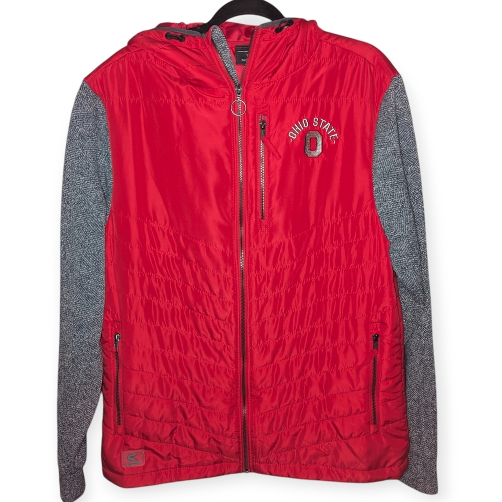 The Ohio State OSU Buckeyes Colosseum Red Full Zip Hooded Jacket Mens Me…